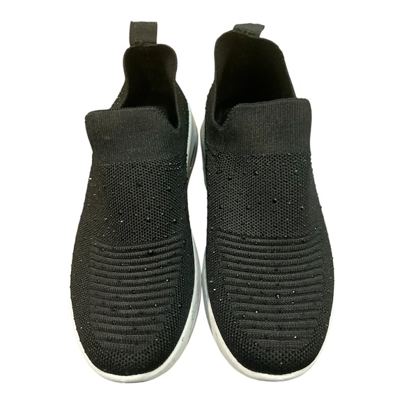 SIP Sport Shoes - SIP Sport‎ Womens Black Knit Rhinestone Slip On Sneakers Air Cushion Shoes 5.5